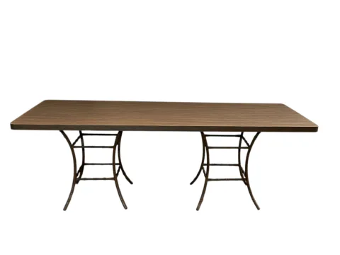 MESA SACILE - TAMPO MADEIRA - BASE AÇO CORTEN - 4 - ST Mob - Locações de mobiliário para eventos