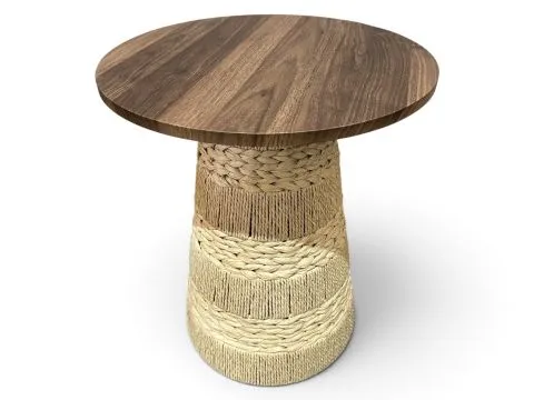 MESA MILAZZO - M - LATERAL - BASE FIBRA NATURAL BEGE E TAMPO FREIJÓ - 1 - ST Mob - Locações de mobiliário para eventos