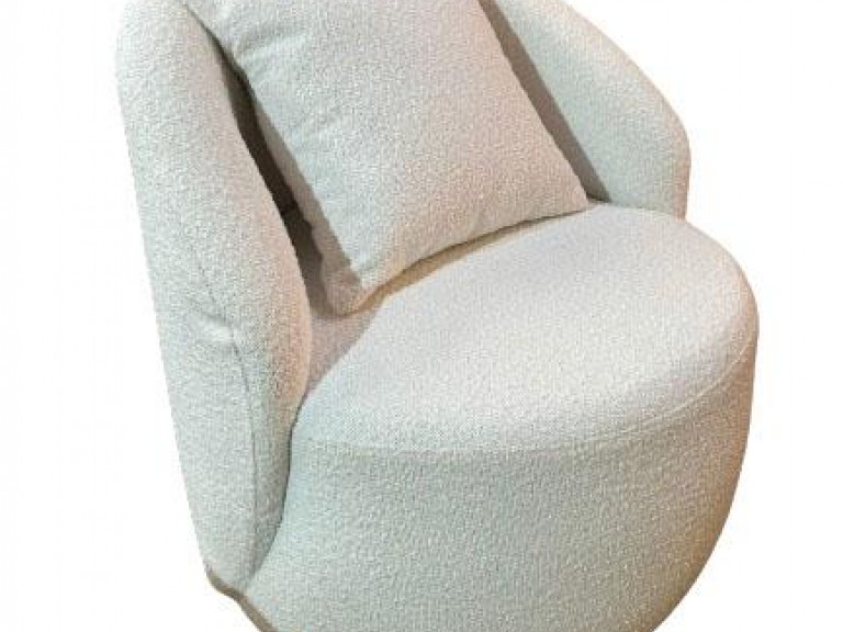 POLTRONA SARONNO - GIRATÓRIA - BOUCLÊ - OFF WHITE ST Mob - Locações de mobiliário para eventos